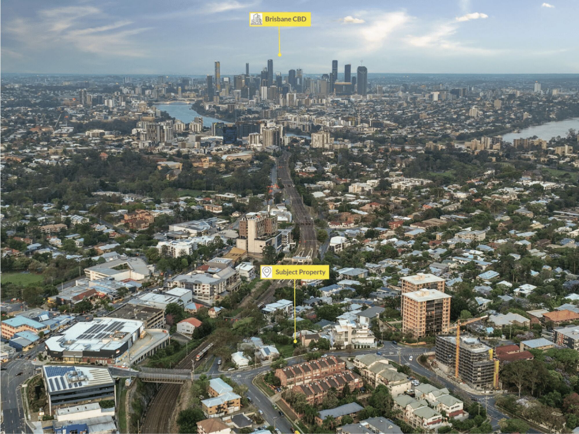 Celadon's position relative to the Brisbane CBD